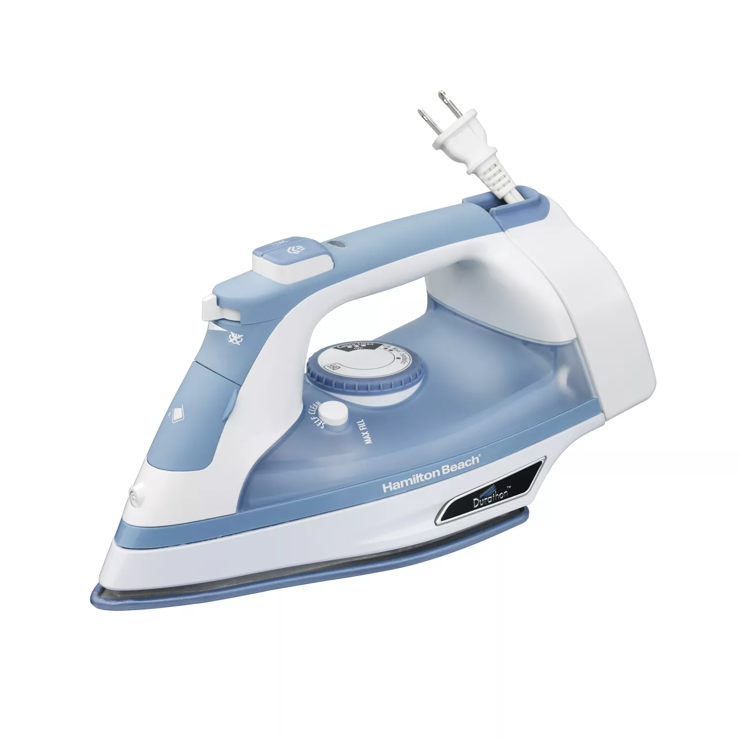 Plancha de Ropa Hamilton Beach con Durathon Blanca/ Azul
