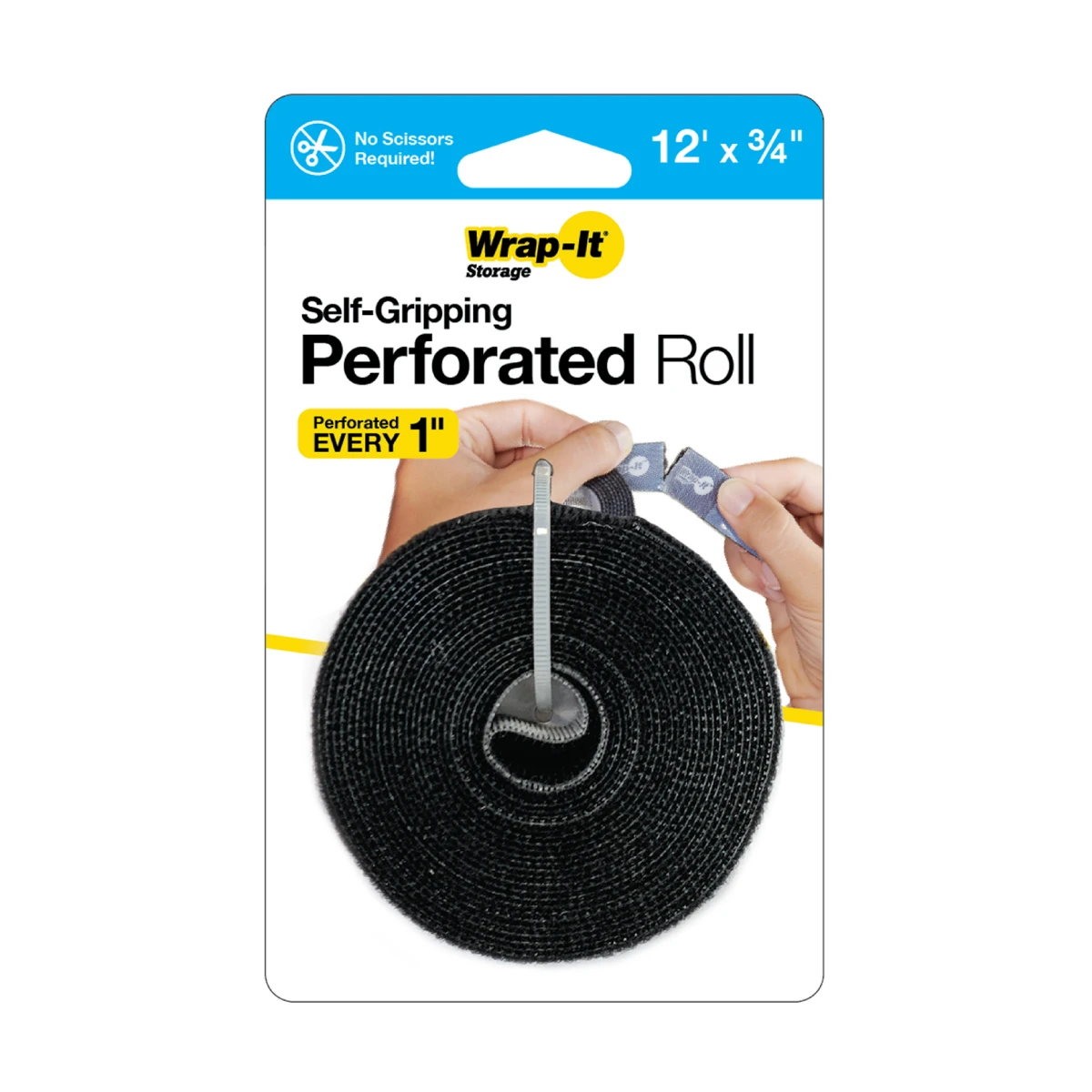 Rollo Wrap-It/ 12 Pies/ Velcro Perforado/ Negro