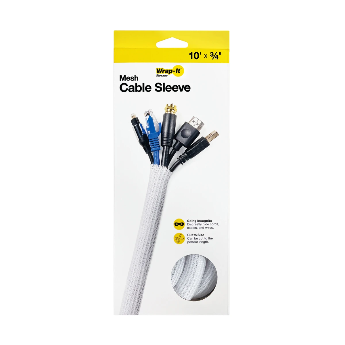 Malla Para Cables Wrap-It/ 10 Pies/ Blanco
