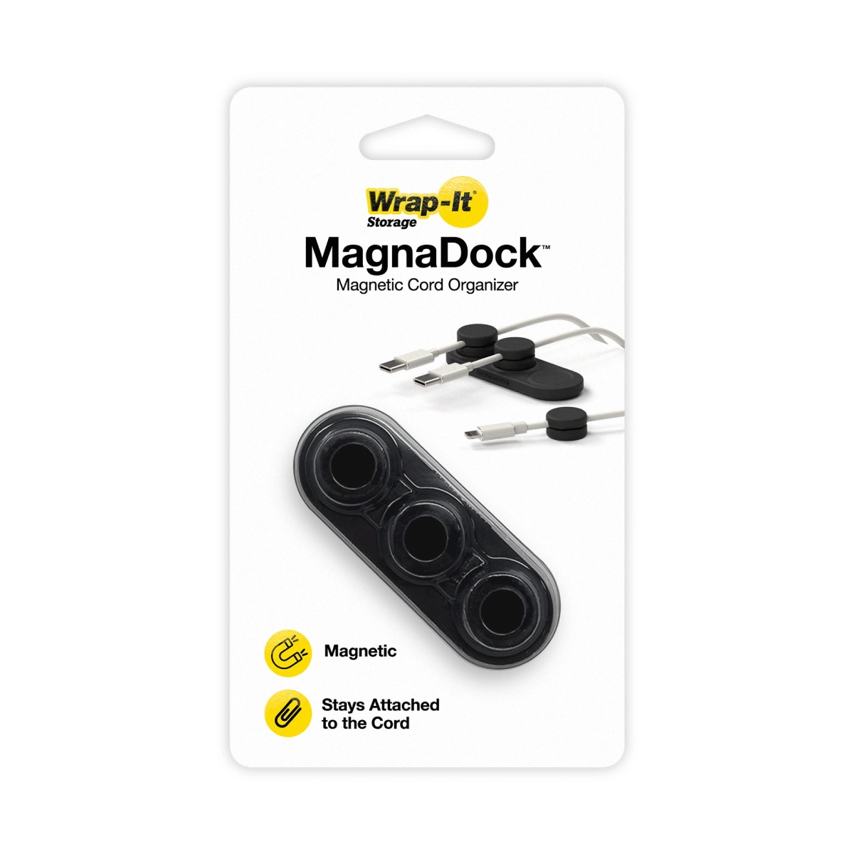 Wrap It Dock/ MagnaDock/ Organizador Magnético para Cables/ Negro