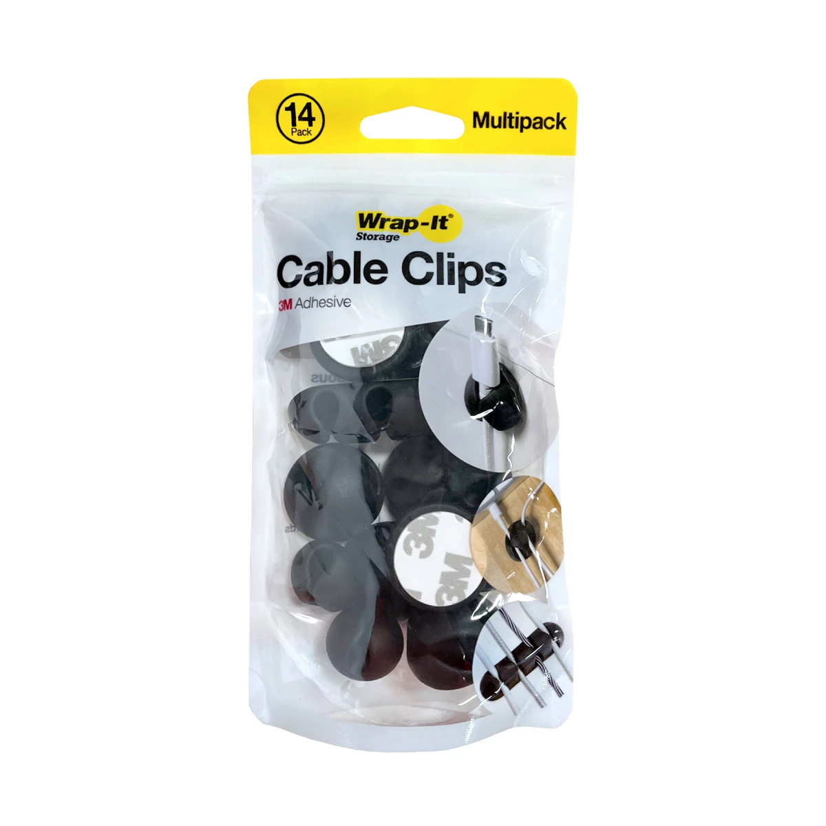 Clips para Cables Wrap-It/ 14 Unidades/ Surtido/ Negro