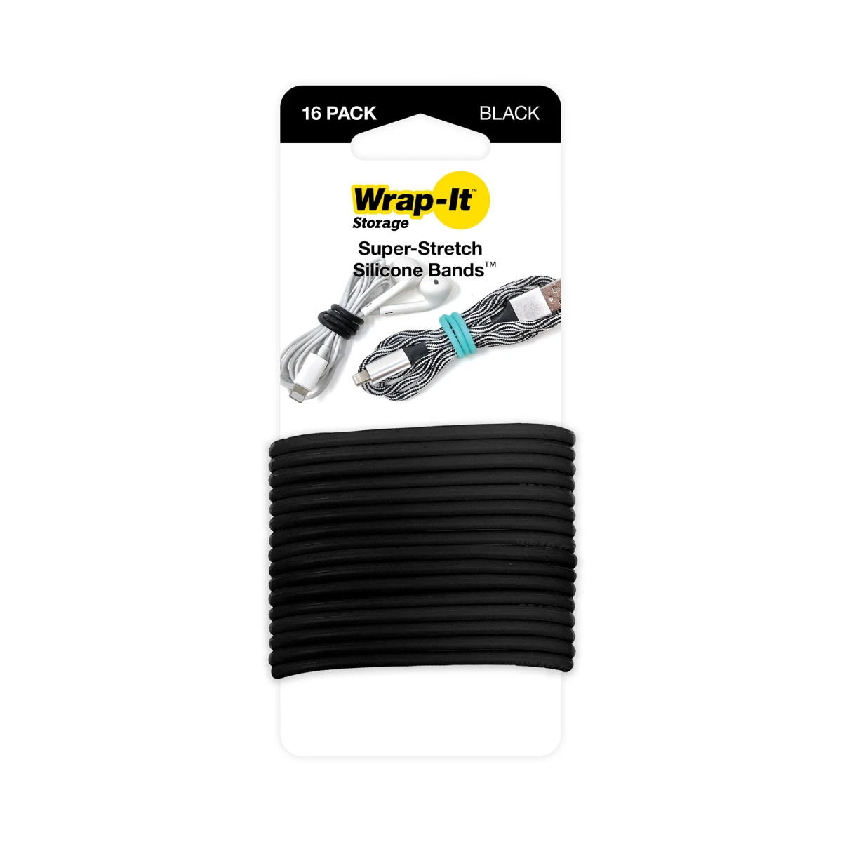 Bandas Wrap-It/ 16 Unidades/ Silicon/ Negro