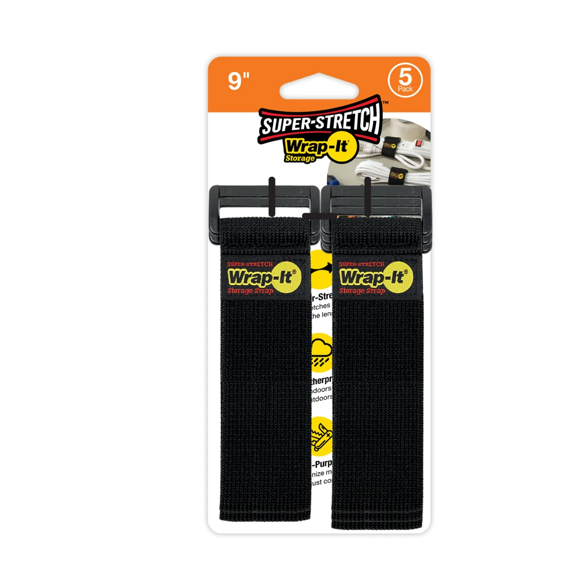 Correas Wrap-It/ 5 Unidades/ 9"/ Negro