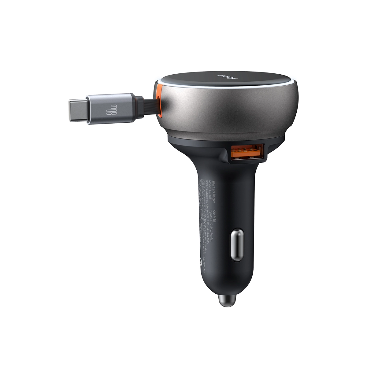 CARGADOR PARA CARRO 80W CABLE RETRACTIL | CC-4850 Cargador Mcdodo FreeGo/ Para Carro/ 80W/ Cable Retráctible/ Negro