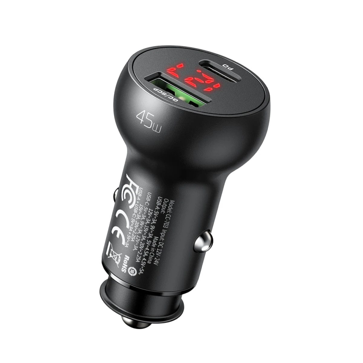 Cargador Mcdodo/ Para Carro/ 45W/ Dual/ Negro