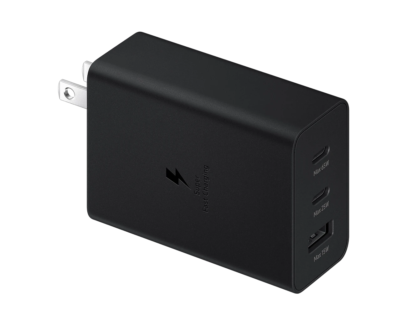 Adaptador Samsung/ 3 Puertos/ 65W Carga Rápida/ Negro
