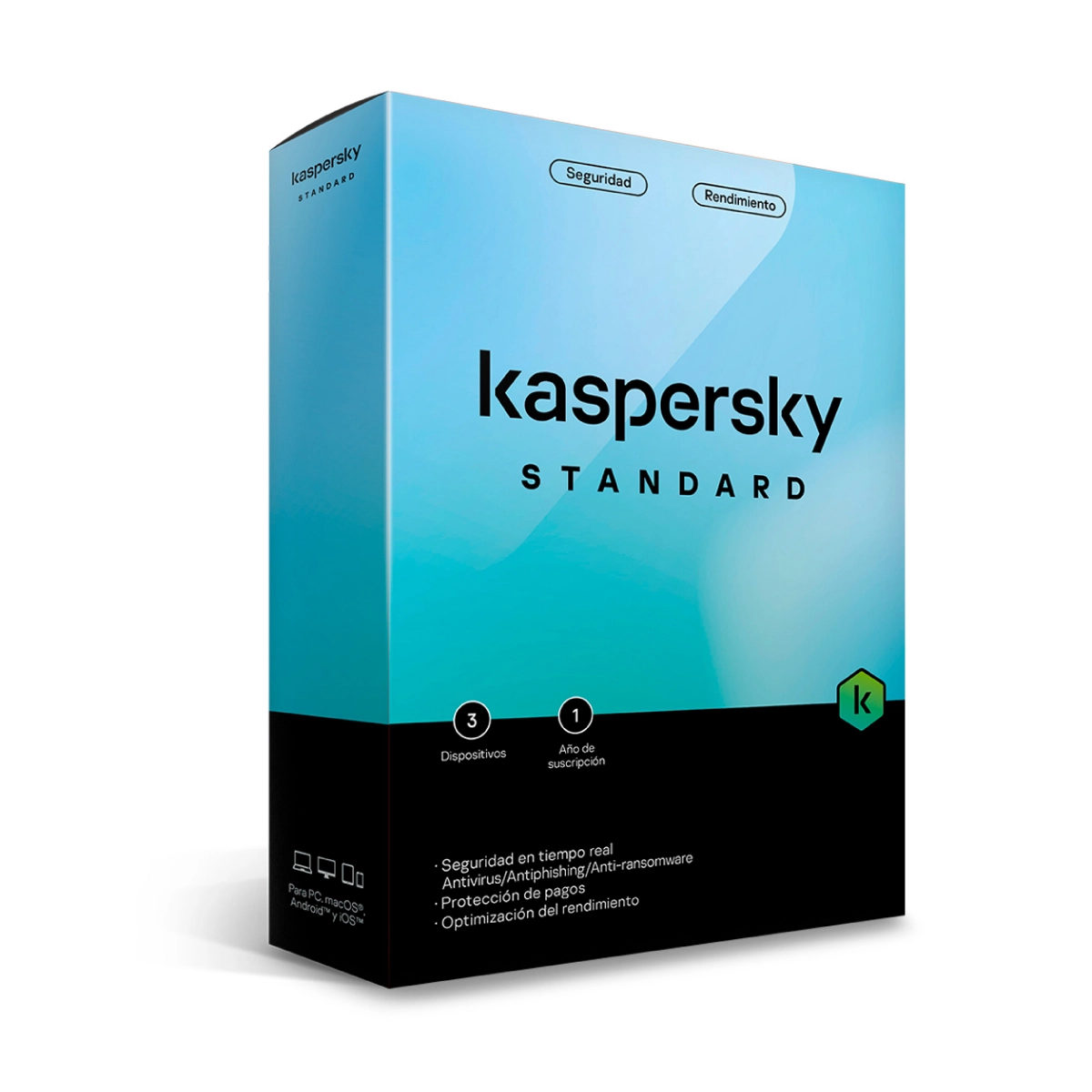 Licencia de Antivirus Kaspersky/ Estándar/ 1 año/ 3 Dispositivos