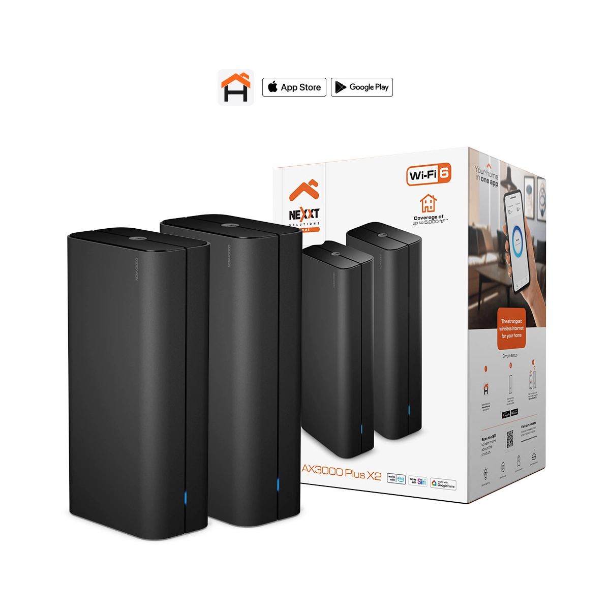Router Nexxt/ NCM-X3000 Bolt Mesh Router/ 2 Pack/ Negro