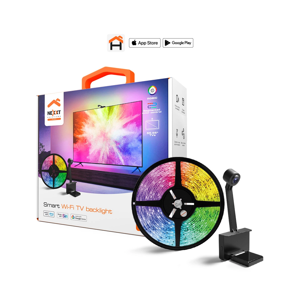 Cinta LED y Cámara Nexxt/ Para TVs 55"-65"/ Multicolor