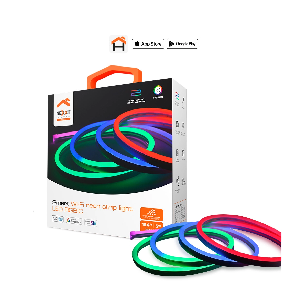 Cinta Inteligente Nexxt/ LED Neón RGBIC/ Wi-Fi/ Multicolor