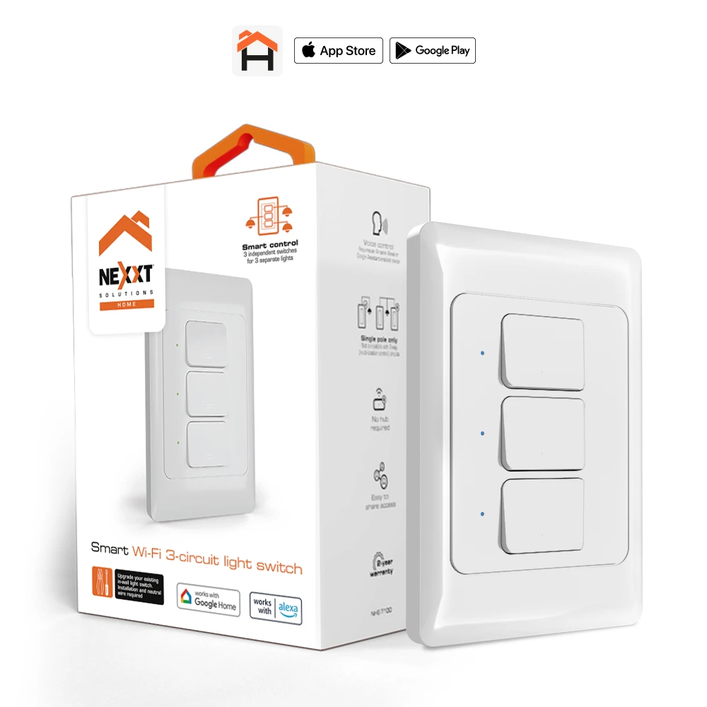 Interruptor Inteligente Nexxt/ 3 Circuitos/ Blanco