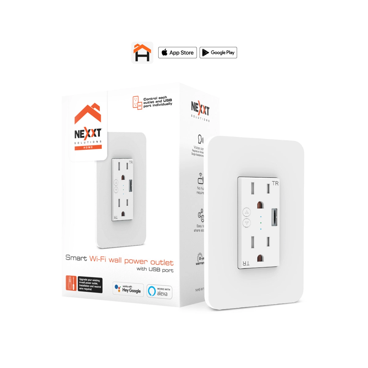 Tomacorriente Inteligente Nexxt/ Con Puerto USB/ Wi-Fi/ Blanco
