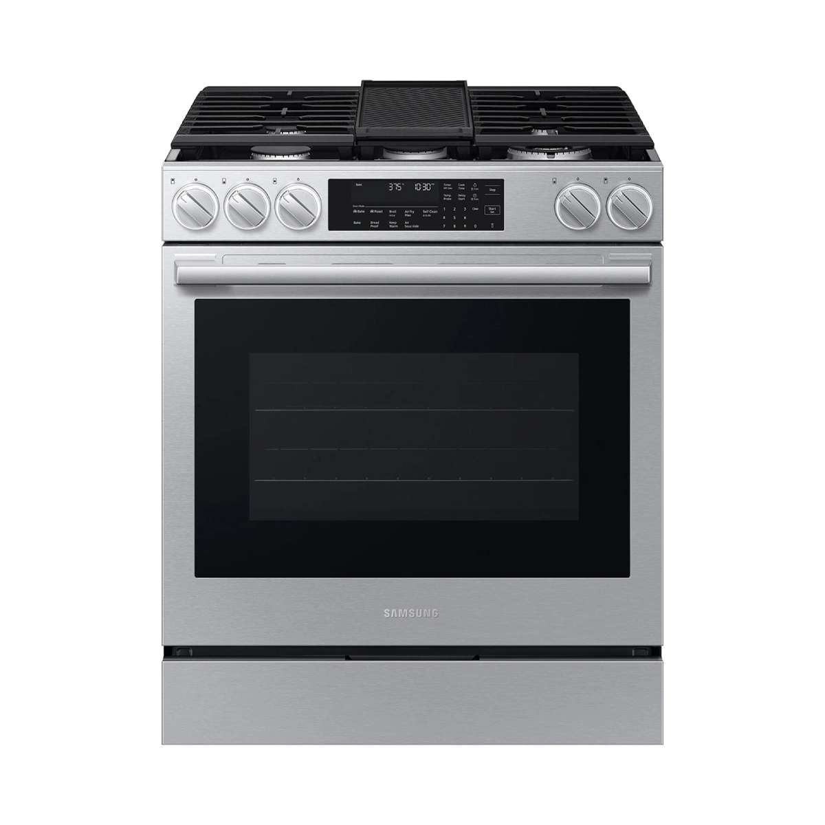 Estufa de Gas Samsung/ BeSpoke Smart Slide-In/ 30"/ Con AirFryer/ Gris
