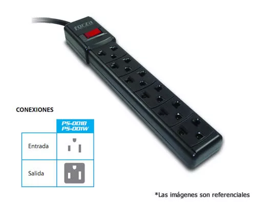 Regleta Forza PS-001B de 6 salidas/2200W