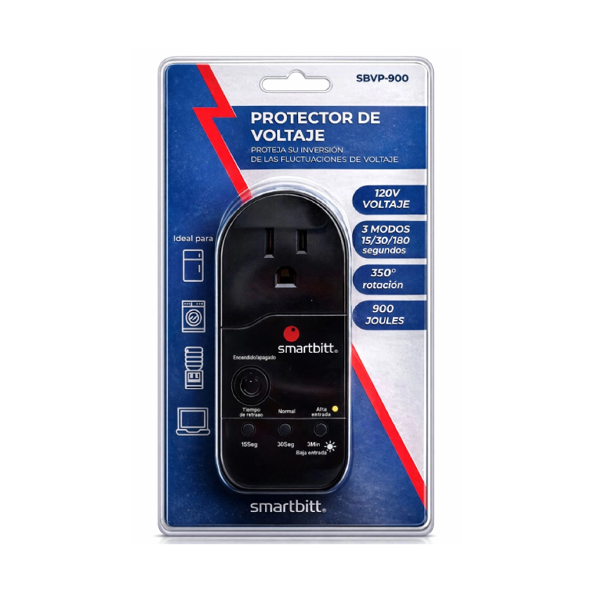 Protector de Voltaje Smartbitt/ 900J/ 120V/ Negro